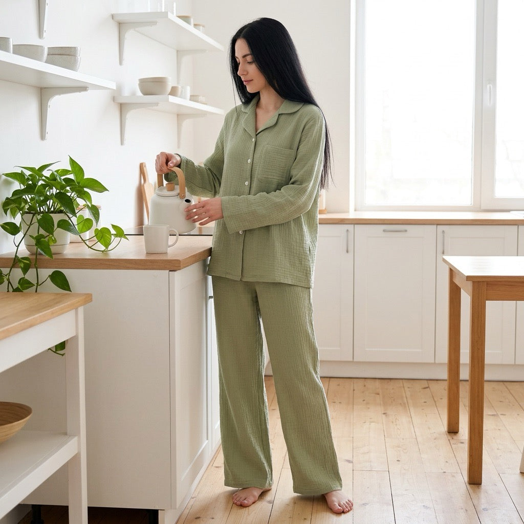 Enfärgad muslinpyjamas