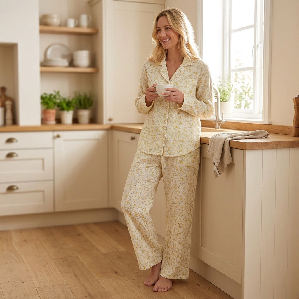 Lång muslinpyjamas