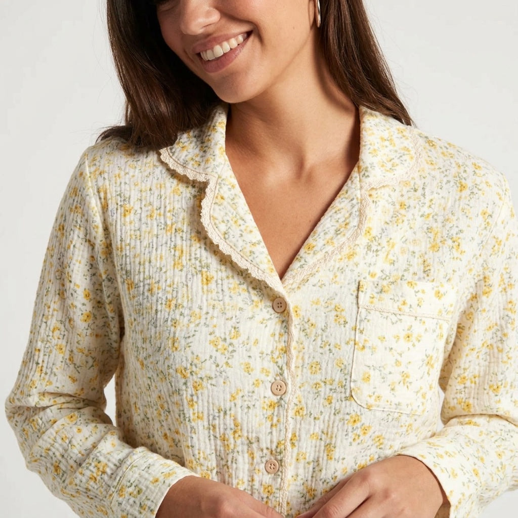 Lång muslinpyjamas