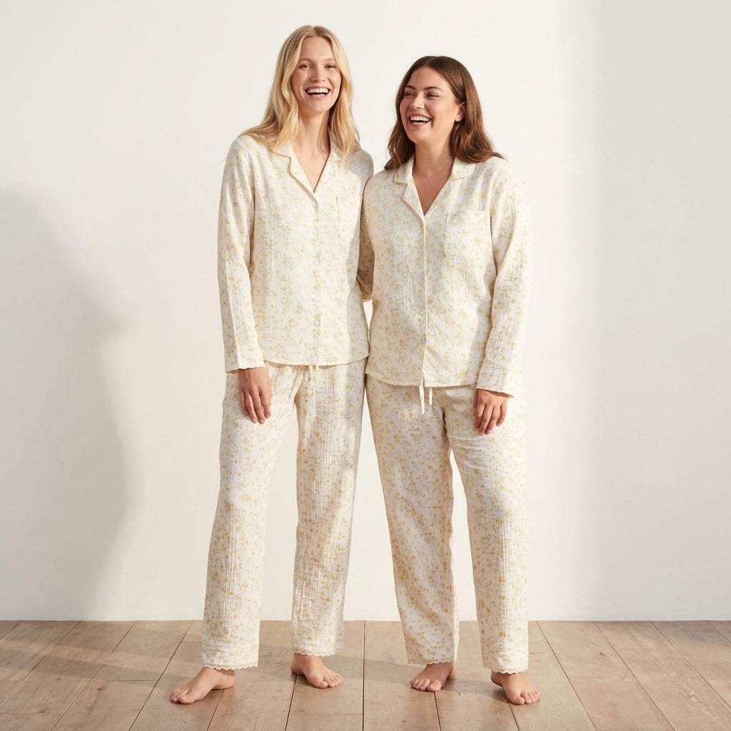 Lång muslinpyjamas