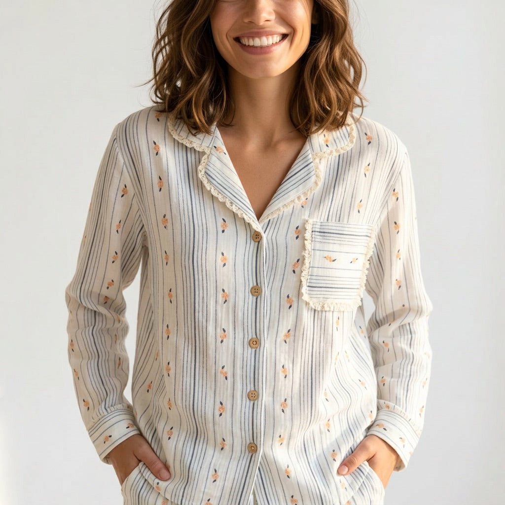 Lång muslinpyjamas