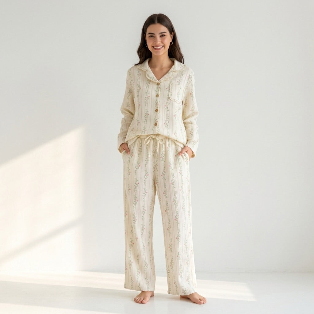 Lång muslinpyjamas, bloom rest