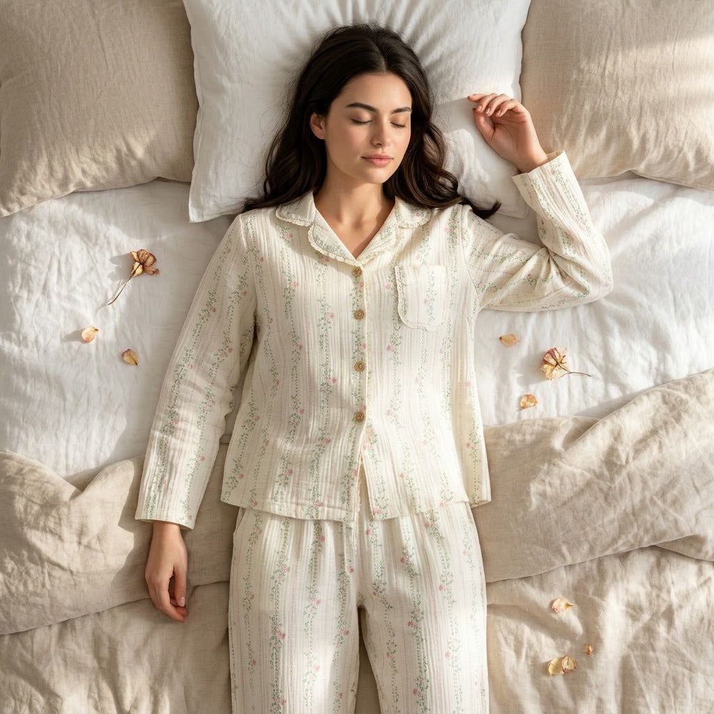 Lång muslinpyjamas