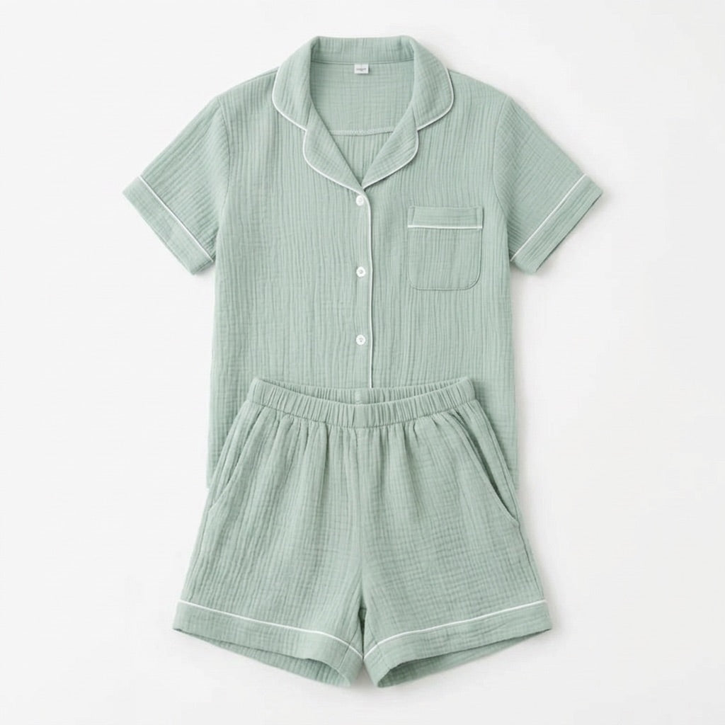 Kort muslinpyjamas