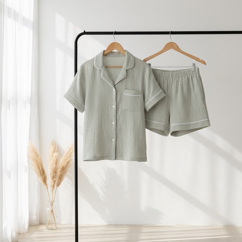 Kort muslinpyjamas