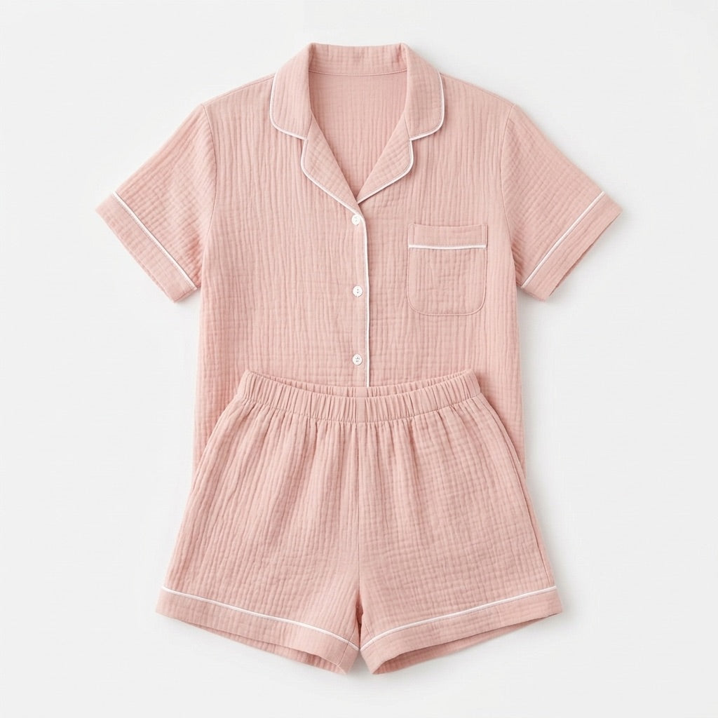 Kort muslinpyjamas