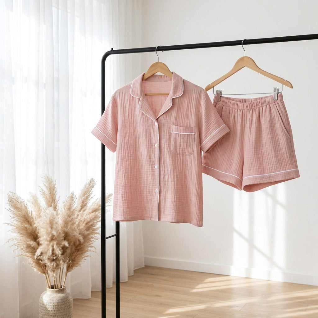 Kort muslinpyjamas