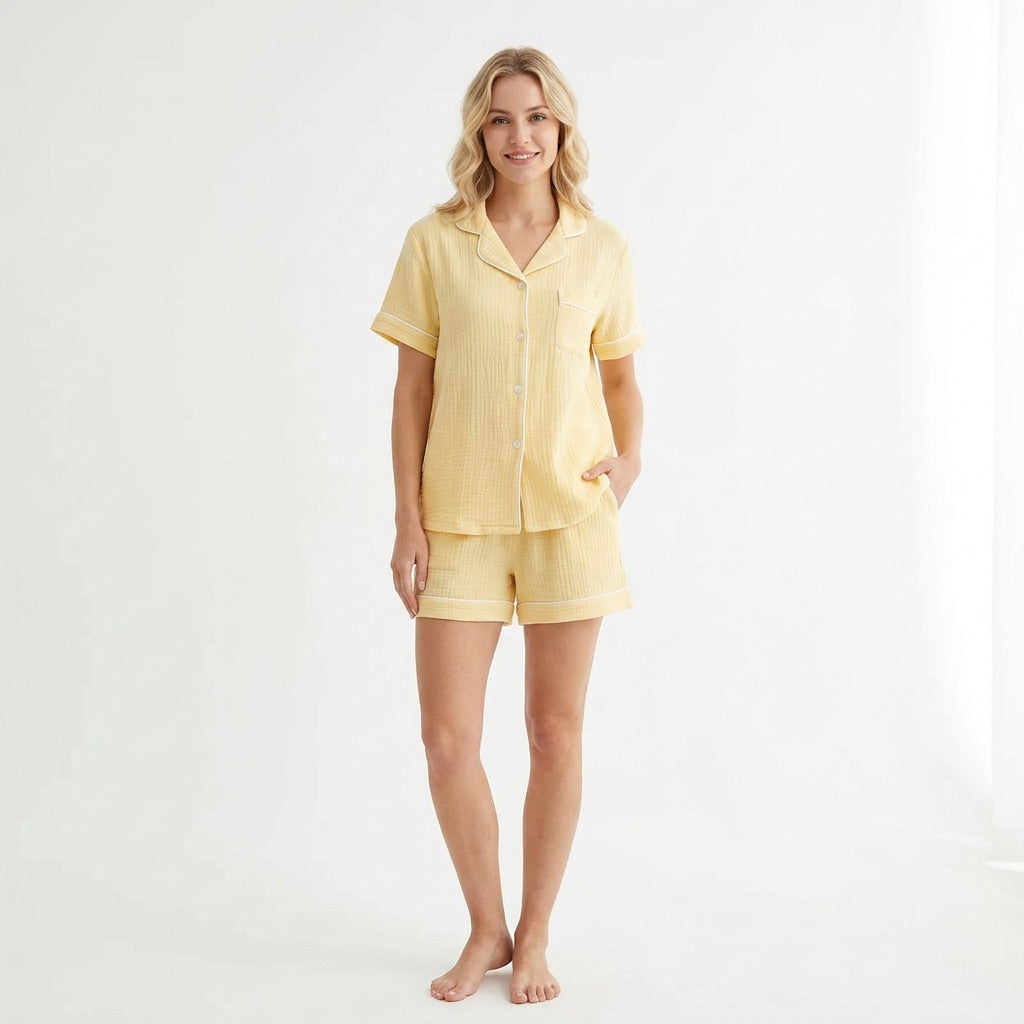 Kort muslinpyjamas, gul