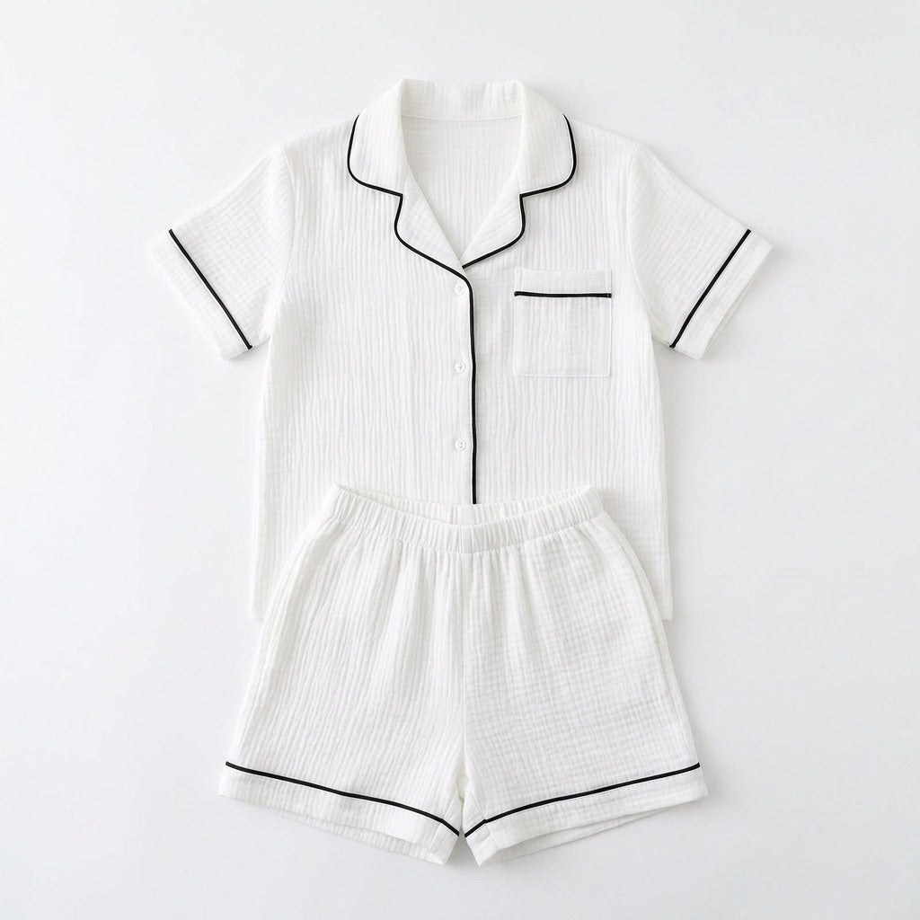 Kort muslinpyjamas