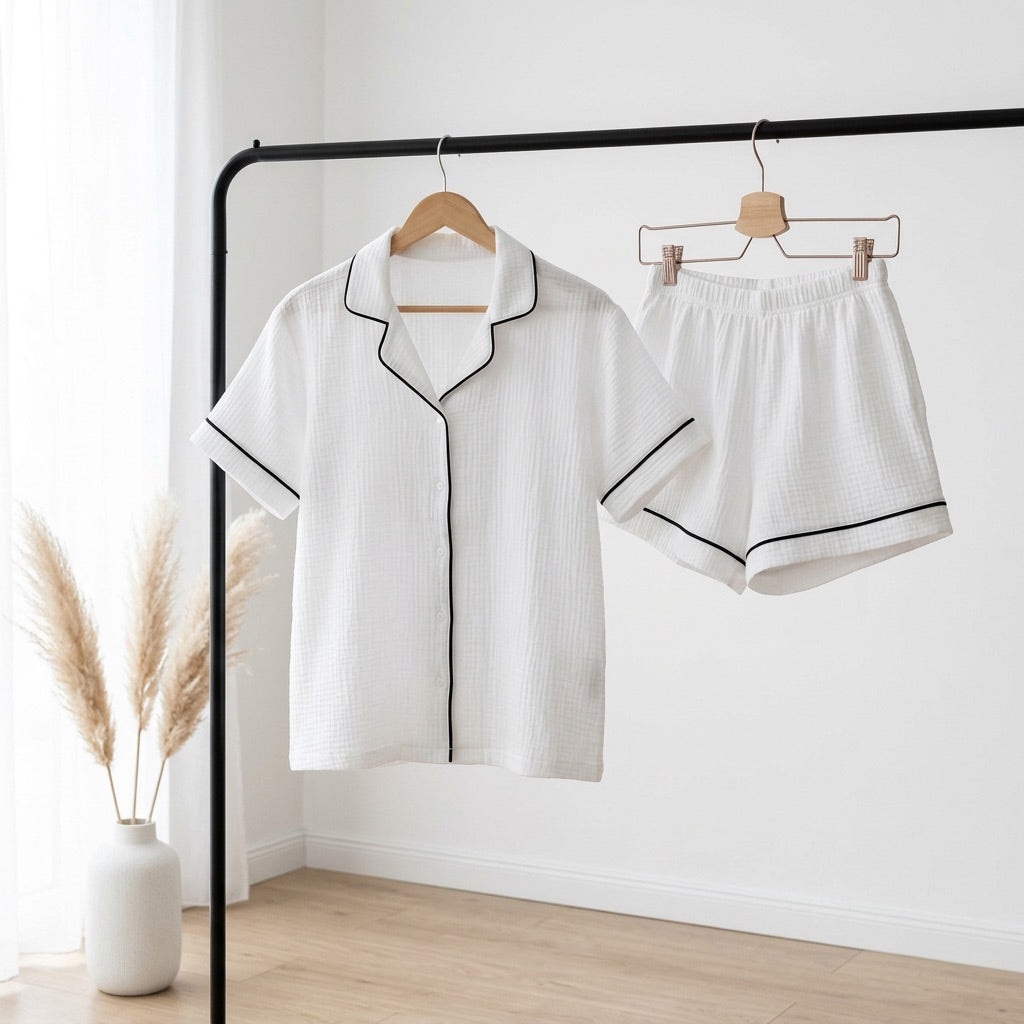 Kort muslinpyjamas