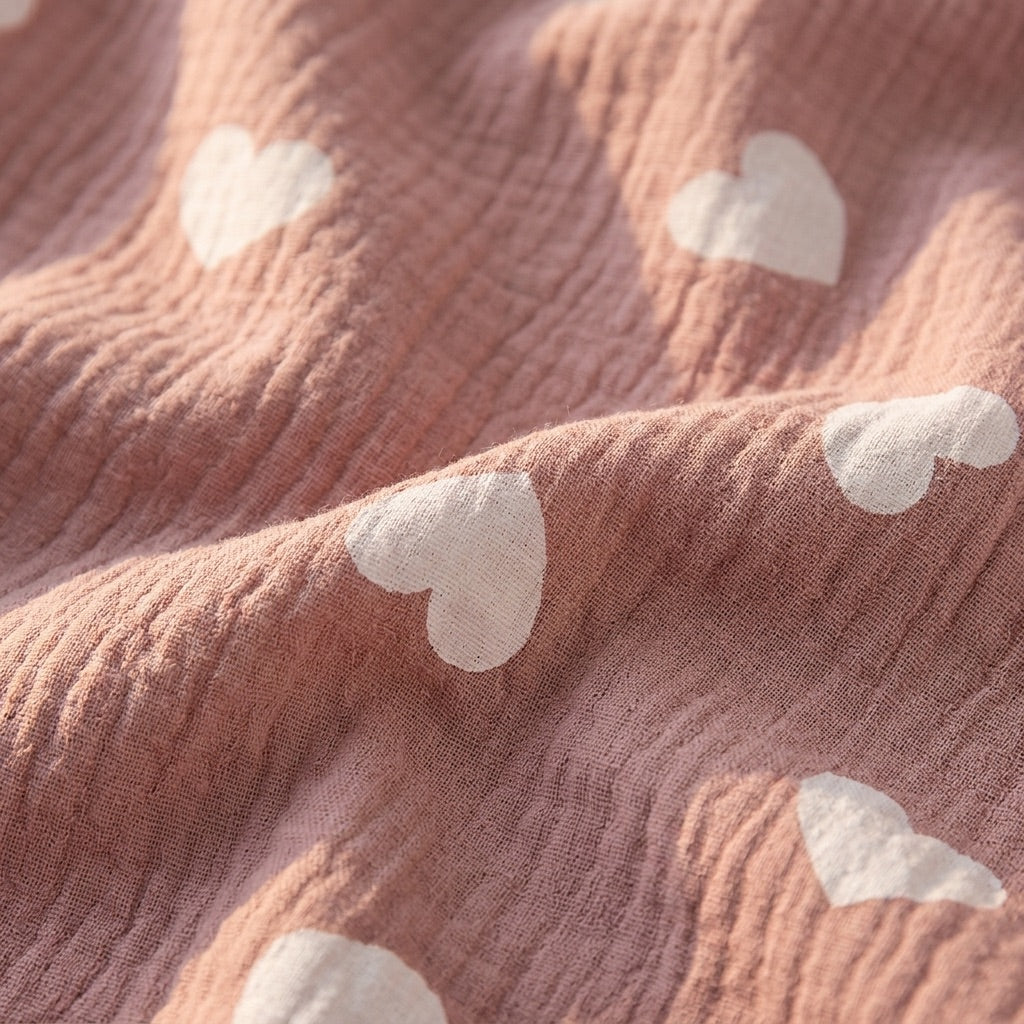 Muslinpyjamas med hjärtan