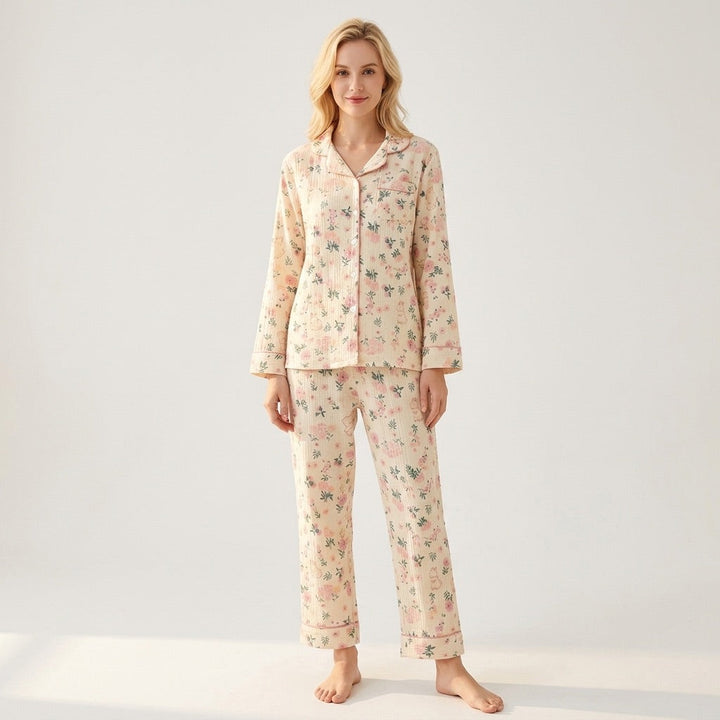 Blommig muslinpyjamas, rosa