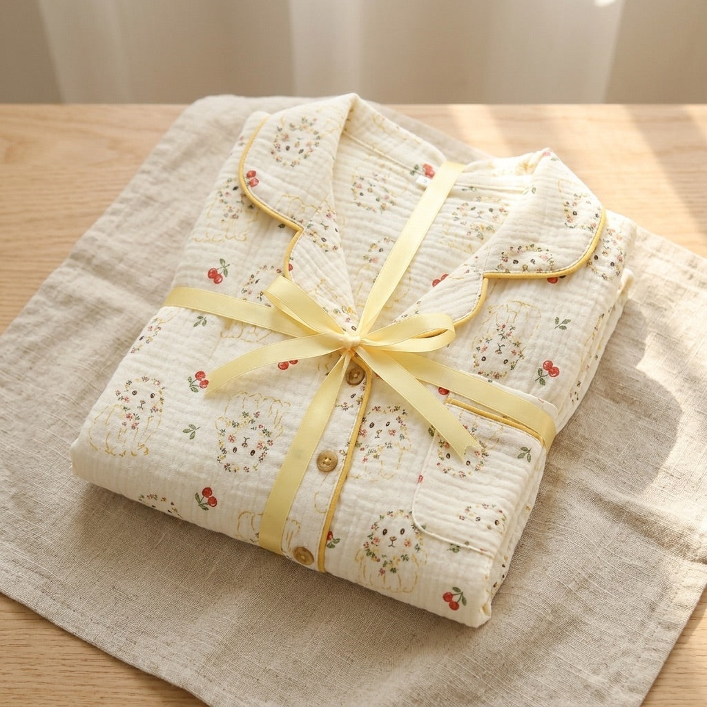 Blommig muslinpyjamas