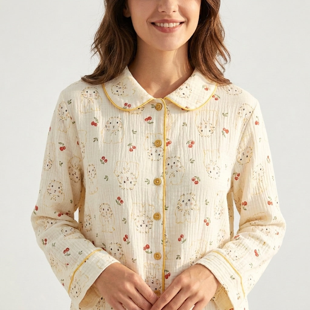 Blommig muslinpyjamas