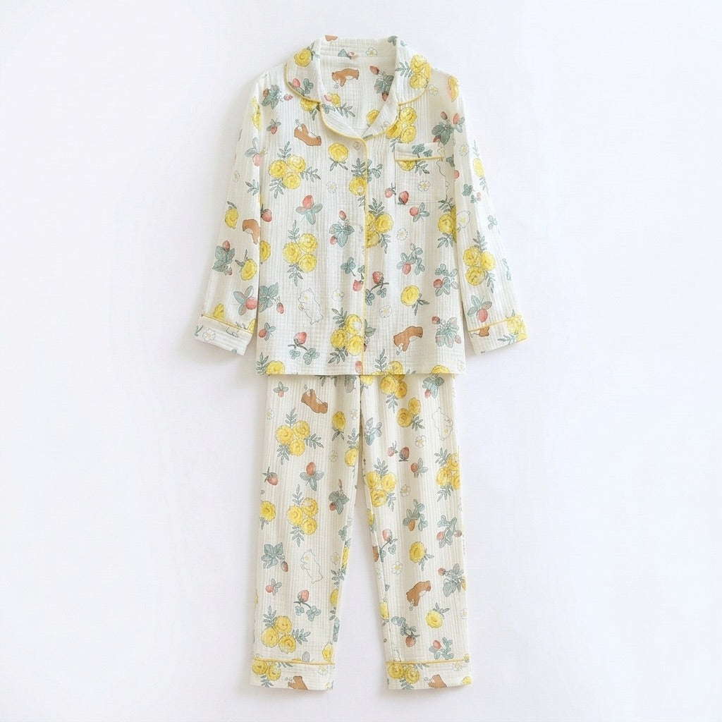 Blommig muslinpyjamas