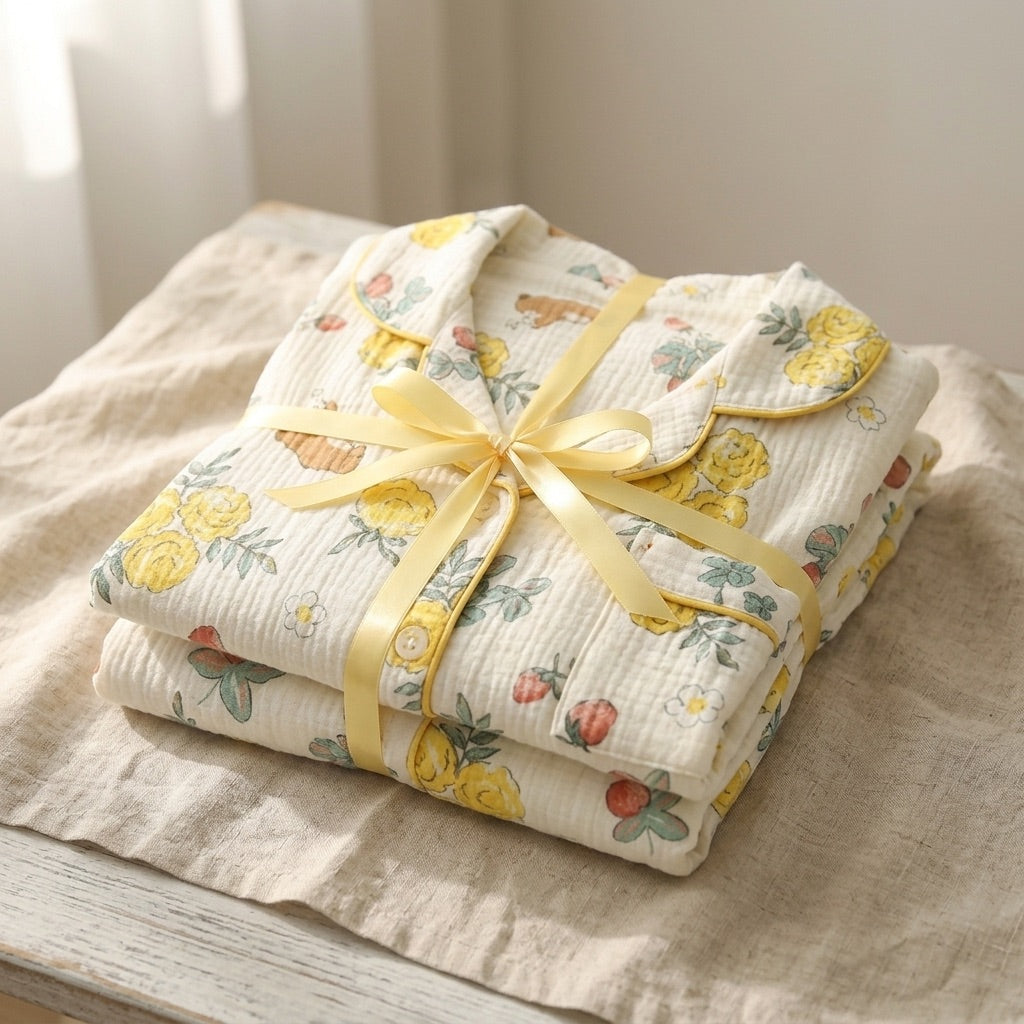 Blommig muslinpyjamas