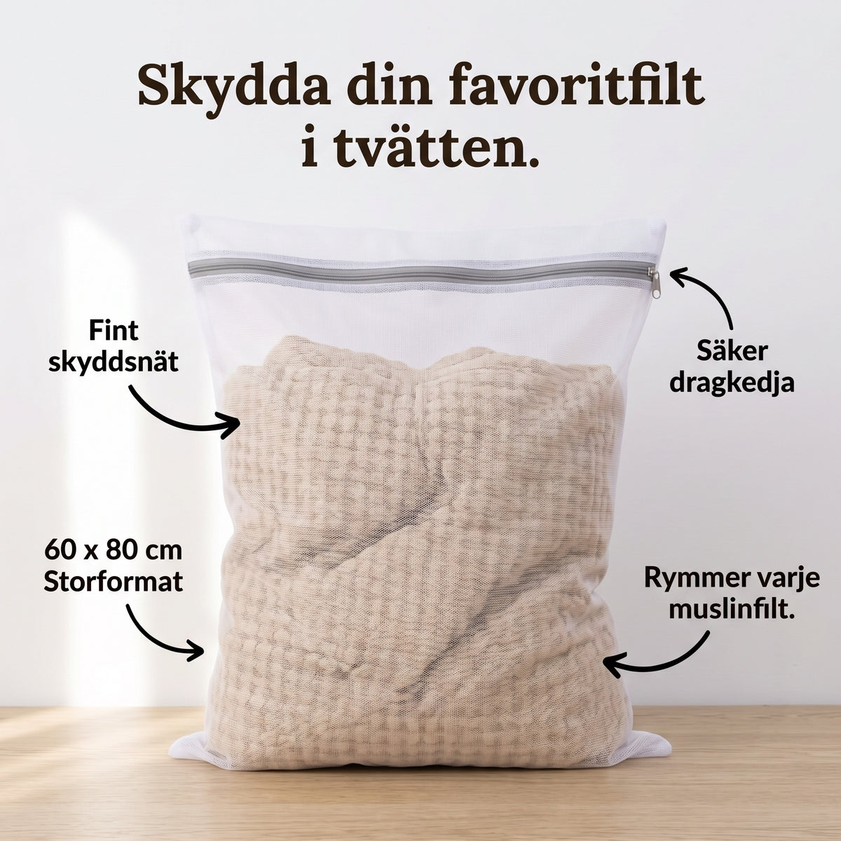 Tvättpåse till muslinfilt