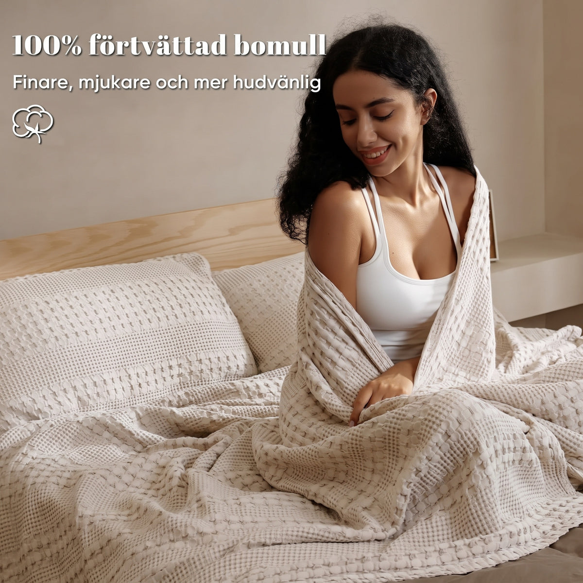 Vaffelfilt i 100 % bomull