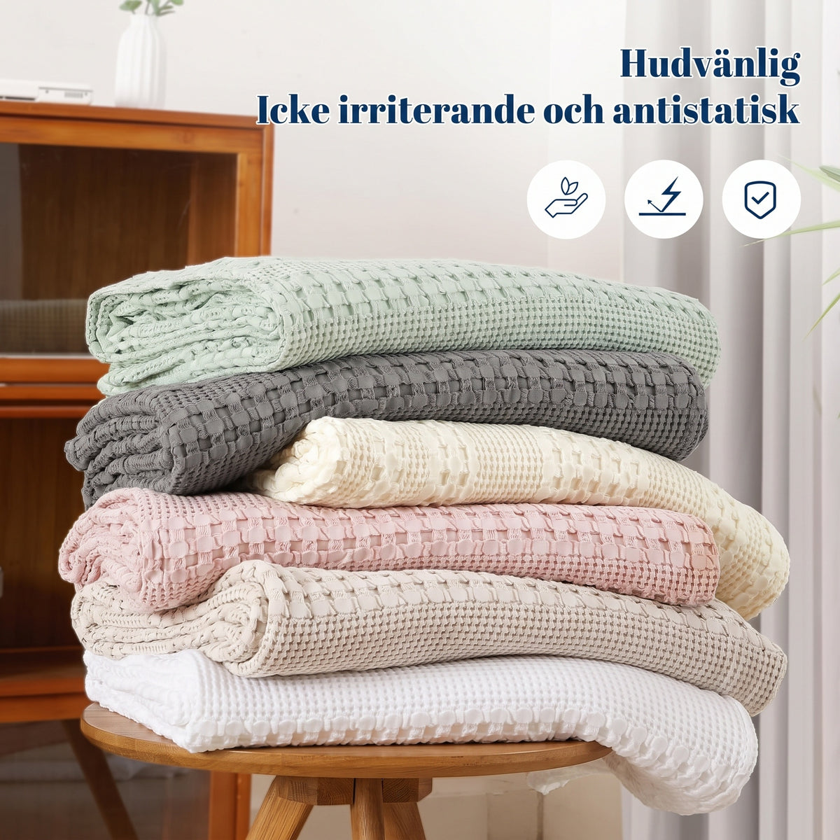 Vaffelfilt i 100 % bomull